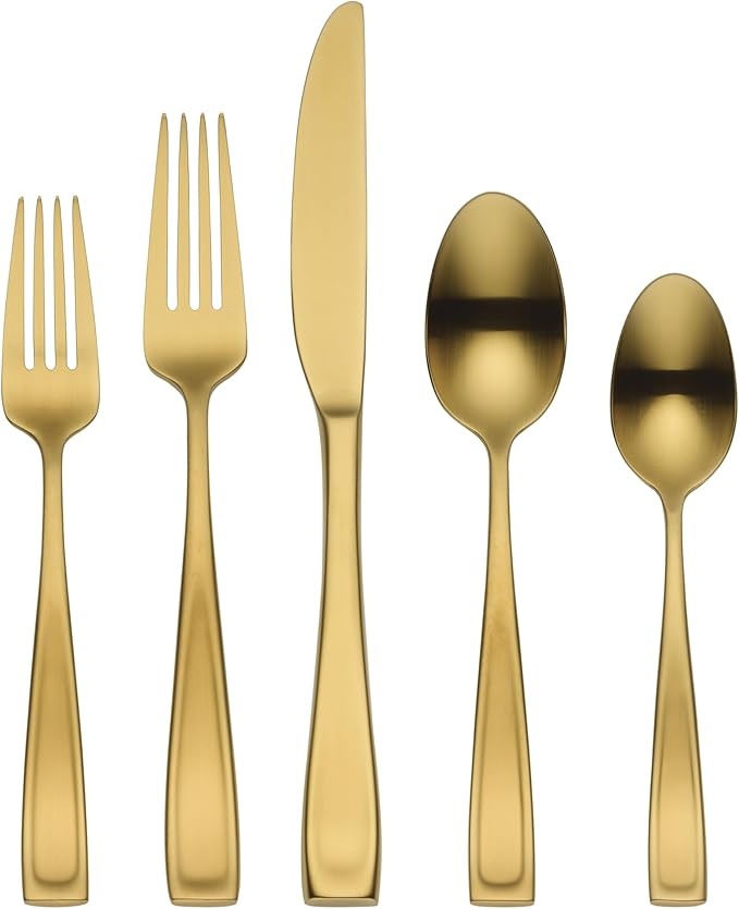 Oneida Moda Gold Satin 20-Piece 18/10 Silverware Set by Oneida