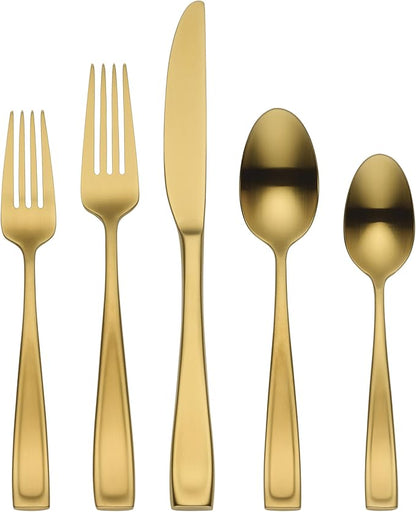 Oneida Moda Gold Satin 20-Piece 18/10 Silverware Set by Oneida