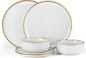 E-far Plates and Bowls Set for 2, 6-Piece Stoneware Dinnerware Sets, Ceramic Dinning Ware Reactive Glaze Dishes Set, Microwave & Dishwasher Safe - Seashell White