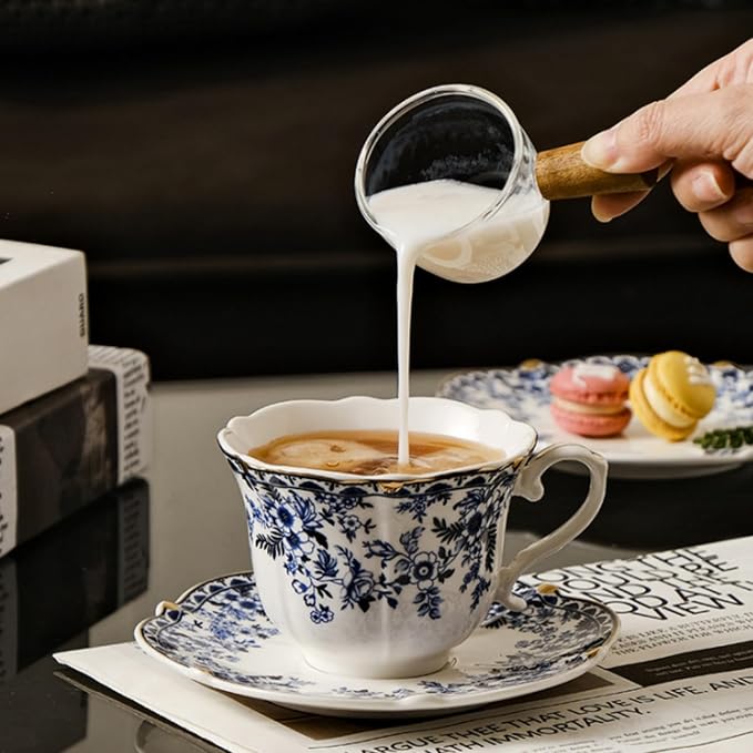 Set of 2 Porcelain Tea Cups and Saucers - Image 7