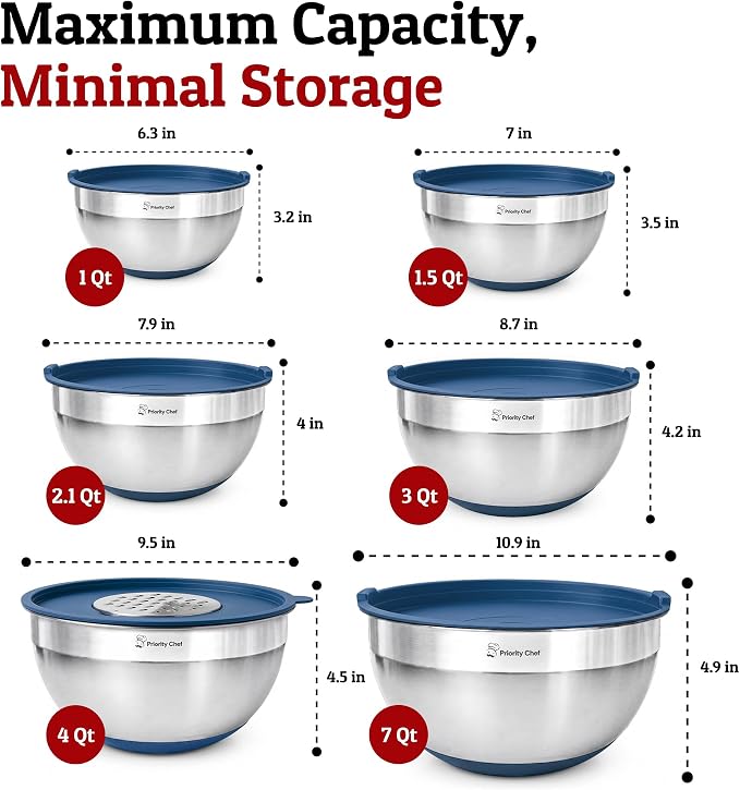 6pc Stainless Steel Mixing Bowls - Image 5