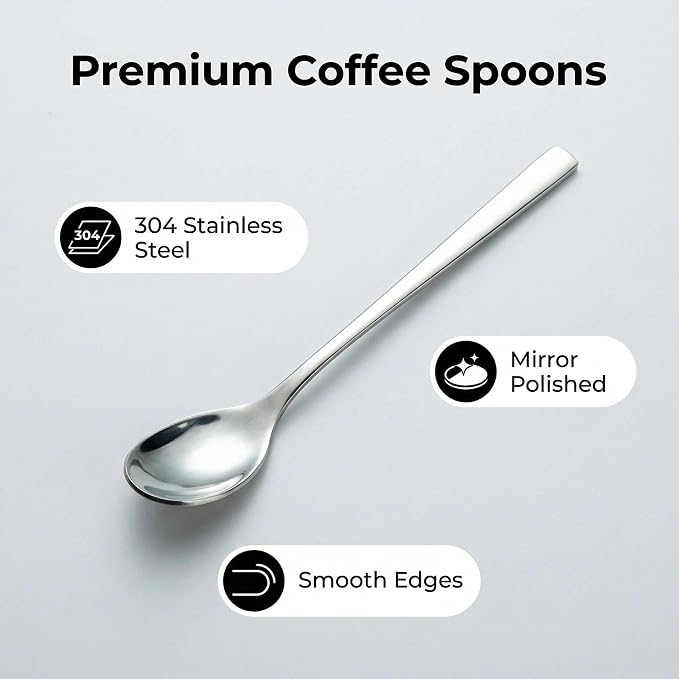 IMEEA 5.2 Inch Coffee & Tea Spoons, SUS304 Stainless Steel Small Dessert Spoons - Image 5