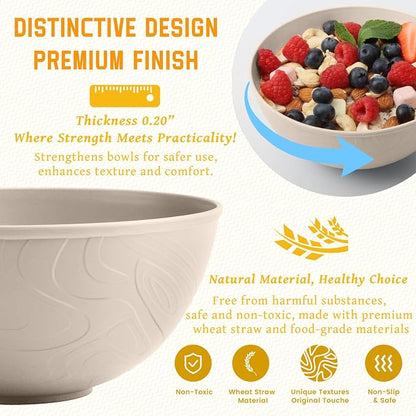 Wheat Straw Bowls for Kitchen, Bowl Set - Image 3