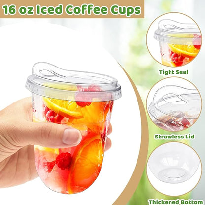 50 Pack 16 oz Clear Plastic Iced Coffee Cups - Image 3