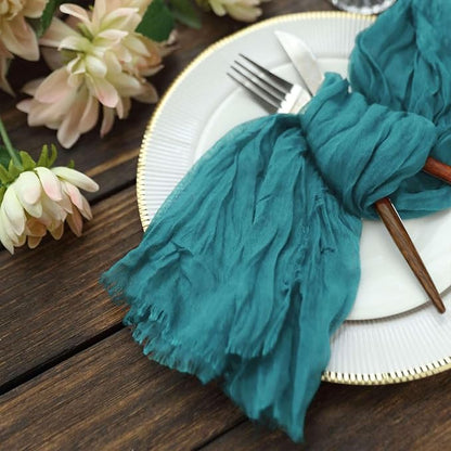 Efavormart 5 Pack 24"x19" Peacock Teal Matte Gauze Cheesecloth Napkins - Image 9