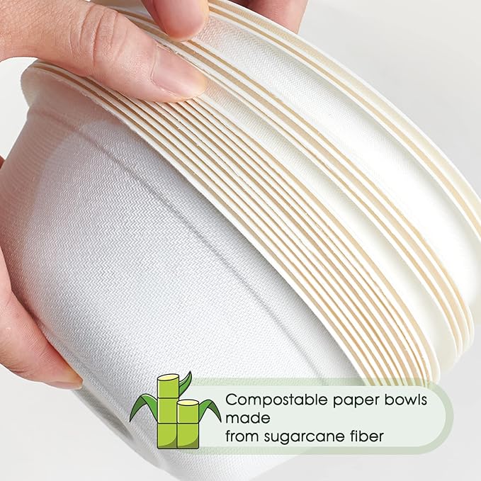 150 Pack 16 oz Compostable Paper Bowls Disposable - Image 3