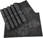 Gugrida Luxury Black Placemats Set of 6 Crossweave Woven Vinyl Placemat for Dining Table Heat Resistant Non-Slip Kitchen Table Mats Easy to Clean