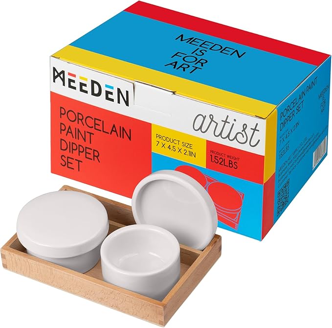 MEEDEN 2 Pack Porcelain Palette Cup, Ceramic Palette by MEEDEN