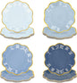 Dusty Blue Party Plates Gradient Blue Dessert Paper Plates 7inch Gold Foil Scalloped Edge Disposable Cake Plates for Tea Party Birthday Bridal Baby Shower Wedding Party Supplies (48)