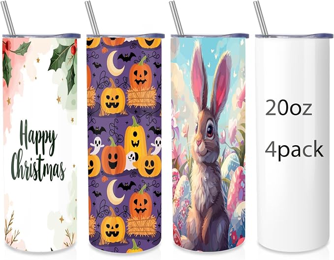 Volhoply 4 Pack Skinny Sublimation Tumblers by LiveFully%EF%BC%8CDrinkFreely%E2%80%94KeepGoingwithVolhoply%EF%BC%81