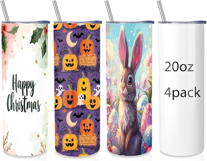 Volhoply 4 Pack Skinny Sublimation Tumblers by LiveFully%EF%BC%8CDrinkFreely%E2%80%94KeepGoingwithVolhoply%EF%BC%81