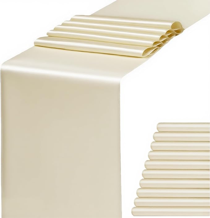 Satin Ivory Table Runner 12 x 108 Inches Pack of 10 Long Table Runner by WENSINL