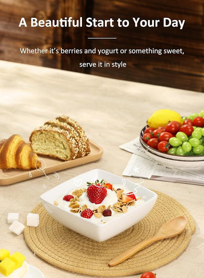 Porcelain Soup Bowls, 28 OZ Square Cereal Bowls, - Image 5
