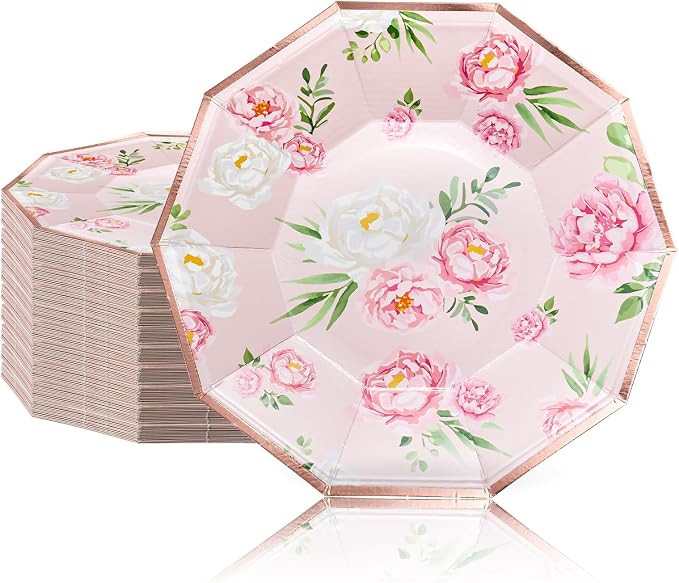 WRAPAHOLIC 25Pcs Floral Paper Plates - Image 3