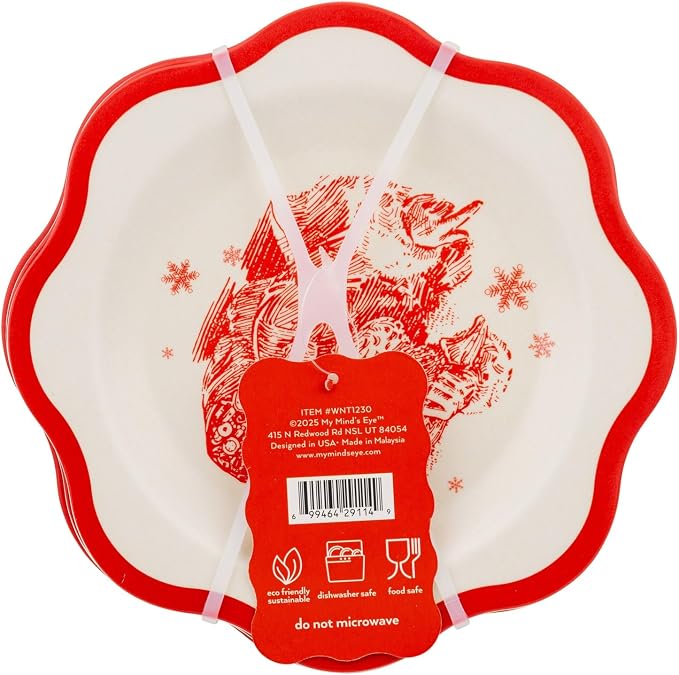 Red Vintage Art Bamboo Plates - Image 3