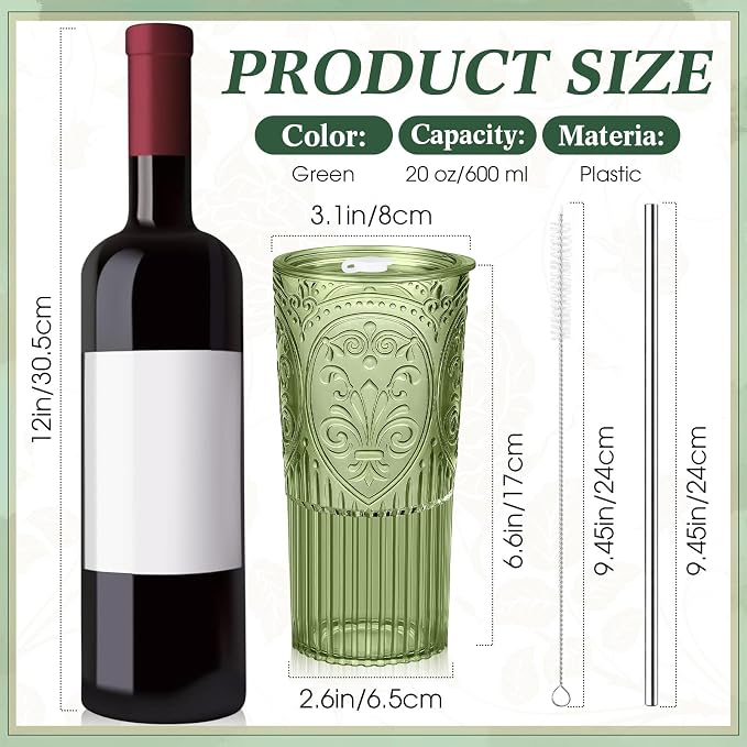 4 Set 20oz Vintage Plastic Tumbler - Image 2