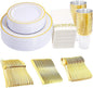350 Pieces White and Gold Plastic Plates by WDF