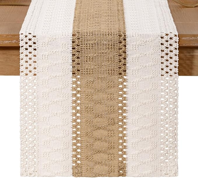 Boho Table Runner Summer Farmhouse Rustic Dining Dresser Scarf Home Decor | - Image 4
