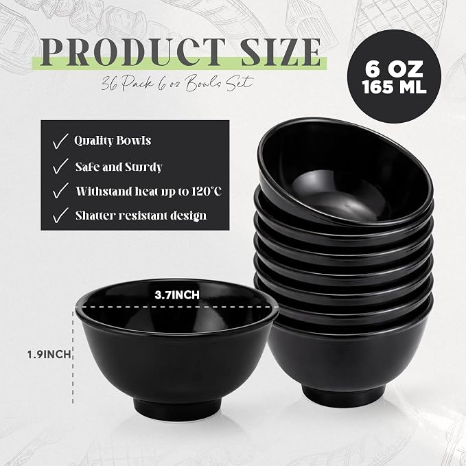 Tioncy 36 Pcs Bowls Set Unbreakable Dessert Soup Salad Bowls - Image 2