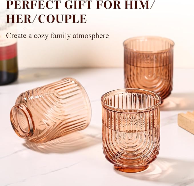 Venus Vintage Drinking Glasses Set of 6-15oz Hand-Blown Highball Ribbed - Image 6