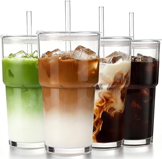 Iced Coffee Cups with Lids: Coffee Bar Accessories by DWTSDANWEITESI