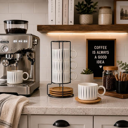LUKA 6 Ounce Porcelain Stackable Espresso Cups - Image 9