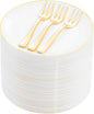 Festiva 200Pcs Gold Dessert Plates 6.3" with Forks 5"- Small Disposable Dessert/Cake/Appetizer Plates Plates- serve 100 guests include 100Plates 100Forks for Wedding & Easter Party &Valentine's Day