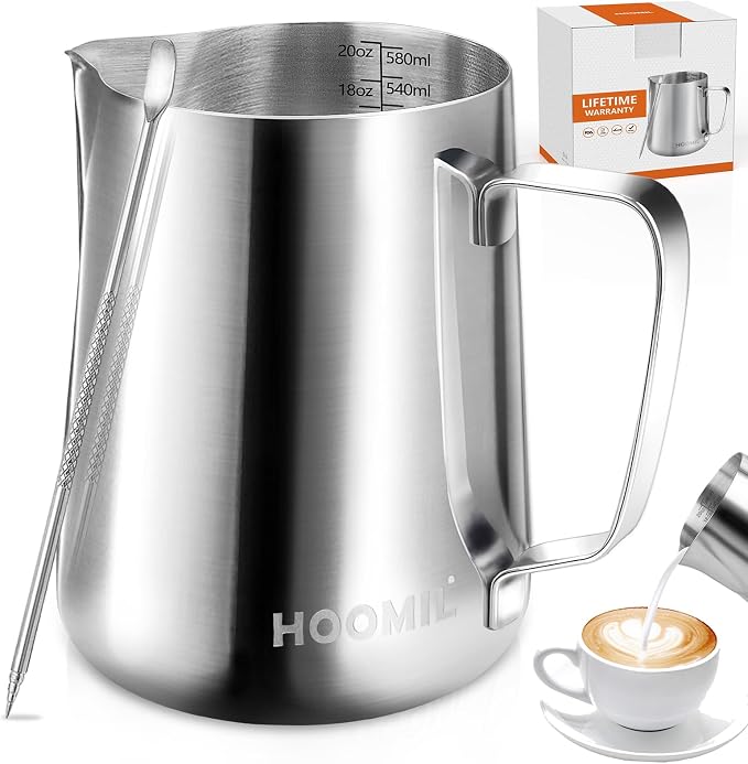 HOOMIL Milk Frothing Pitcher, 12oz/20oz/32oz 304 Stainless Steel | Steaming by HOOMIL
