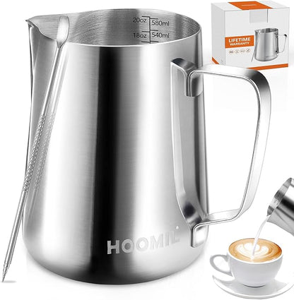 HOOMIL Milk Frothing Pitcher, 12oz/20oz/32oz 304 Stainless Steel | Steaming by HOOMIL