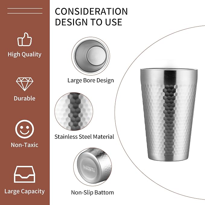 BEFOY Pint Cup - 16oz Double Layer Cup Wall Stainless Steel Unbreakable Hot & - Image 6