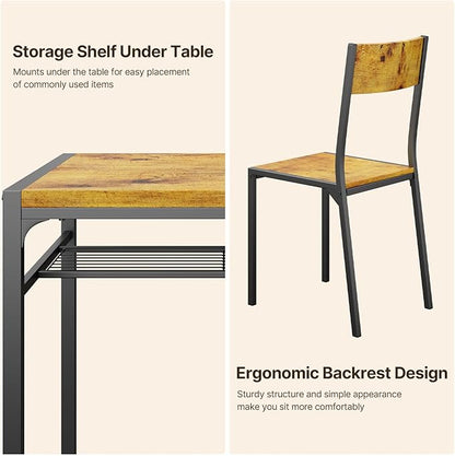 Gizoon Dining Table Set for 2, 3 Piece Kitchen Table with 2 Chairs for Small Space, Apartment, Kitchen, Dining Room, Space-Saving