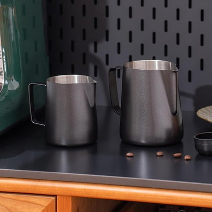 2 Pack Matte Black Milk Frothing Pitcher, 12oz/350ml & 20oz/600ml Espresso - Image 4