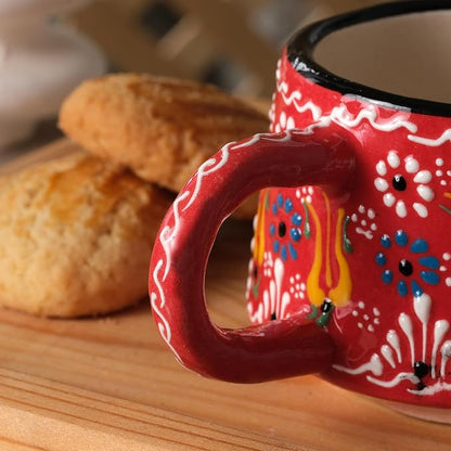 BCS 6 Oz Cappuccino Cups Set of 2, Hand-Painted Ceramic Coffee & Tea Mugs | - Image 8
