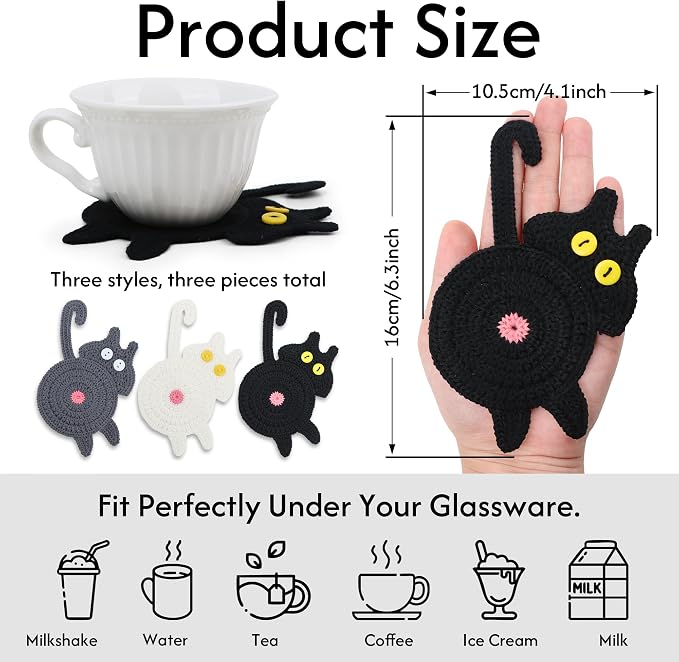 Cat Coasters, Gift for Her, Funny Gifts, Coasters for Drinks - Image 2
