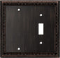 Henne Bery Sunken Pearls Heavy Duty Decorative Wall Plate Switch Plate Outlet Cover (Blank/Toggle, Aged Bronze)