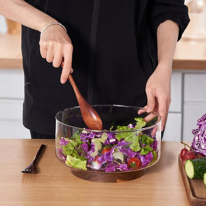 Glass Salad Bowl Set, 9″ Medium Salad Servers - Image 5