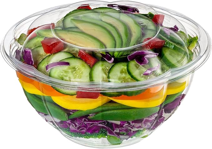 GUSTO [32 oz. - 50 Count Clear Plastic Salad Bowls - Perfect by GUSTO