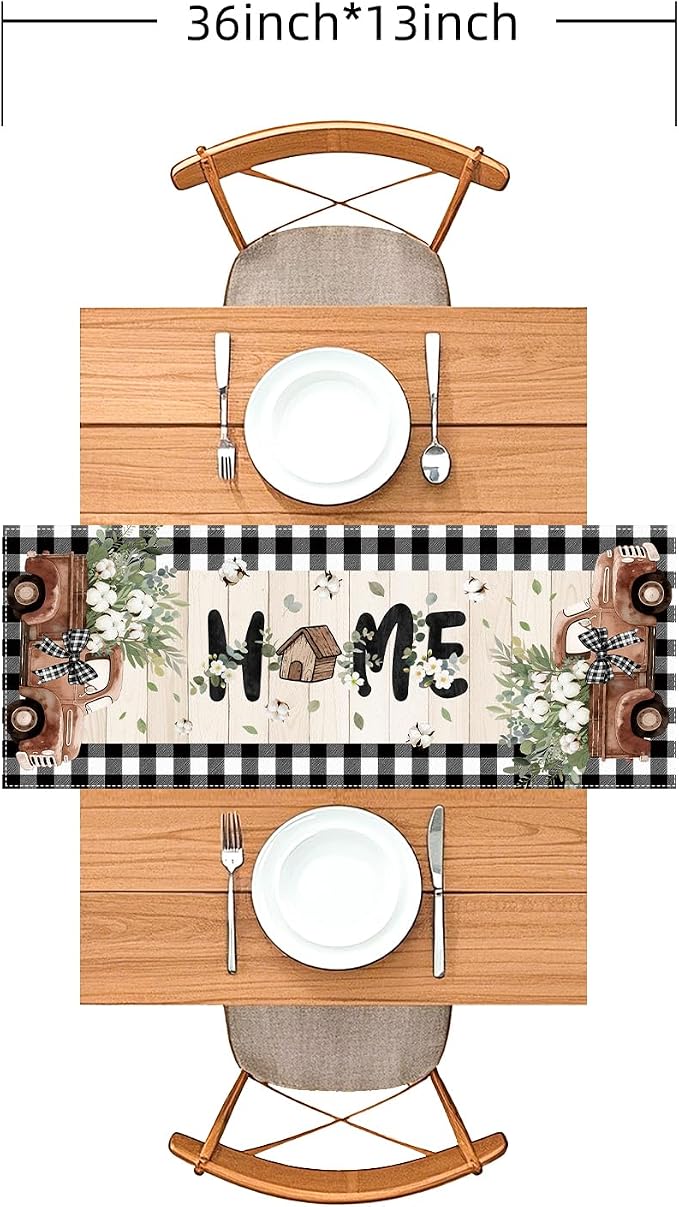 Farmhouse Table Runner, 36 x 13 inches, Rustic Country Decor - Image 3