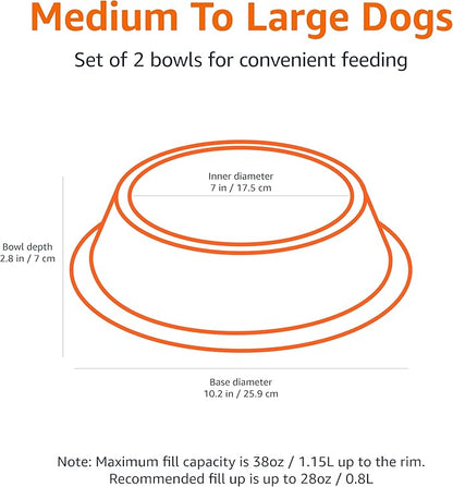 Amazon Basics Stainless Steel Non-Skid Dog Water And Food Bowls, Dishwasher Safe - Image 2