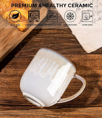 LERATIO 12OZ Ceramic Coffee Mugs Set of 6, Large Porcelain Coffee Cups - Image 5