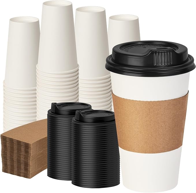 16 oz 100 Pack Coffee Cups by VPACKDUO