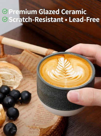 4oz Espresso Cups Set of 4, Ceramic Demitasse Coffee Cups - Image 3
