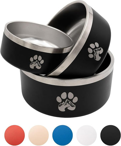 Stainless Steel Dog Bowl for Small-Large Dogs | Double Wall Insulated, Non-Slip Base Heavy Duty Water and Food Bowls for Dogs & Cats | Pet Safe BPA Free & Dishwasher Safe | 32 Oz - Blue