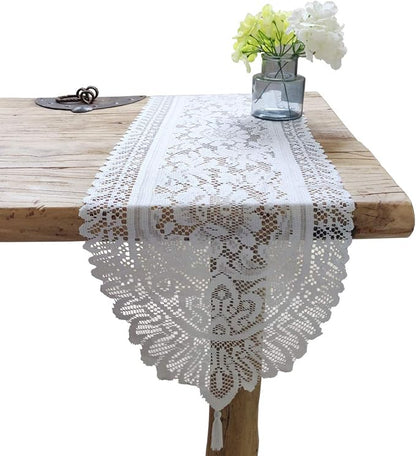Tinsow 2 Pack Cotton Crochet Lace Rectangular Table Runner Dresser Scarf Doilies by Tinsow