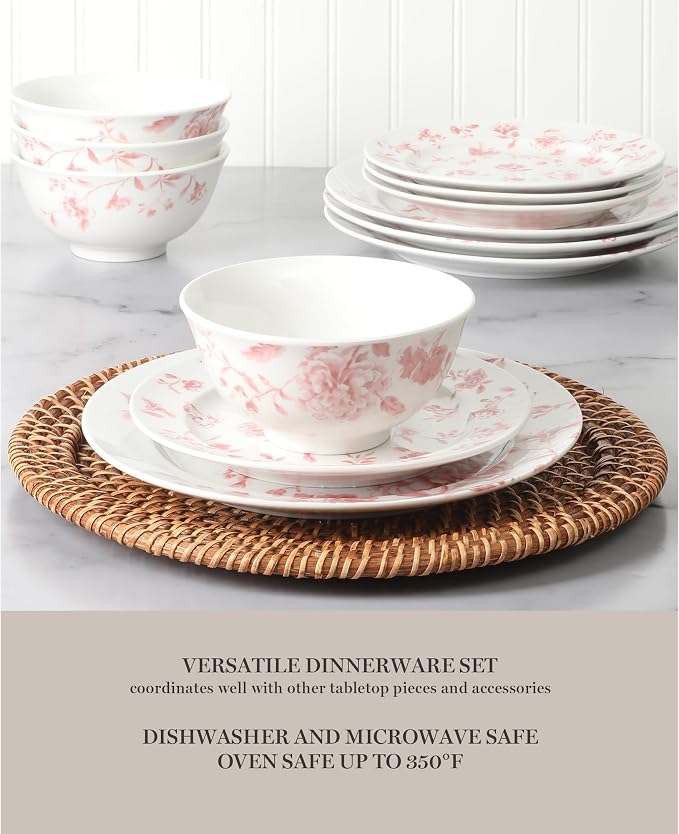 Martha Stewart Empress Bouquet 12-Piece Decorated Porcelain Chip and Scratch - Image 5