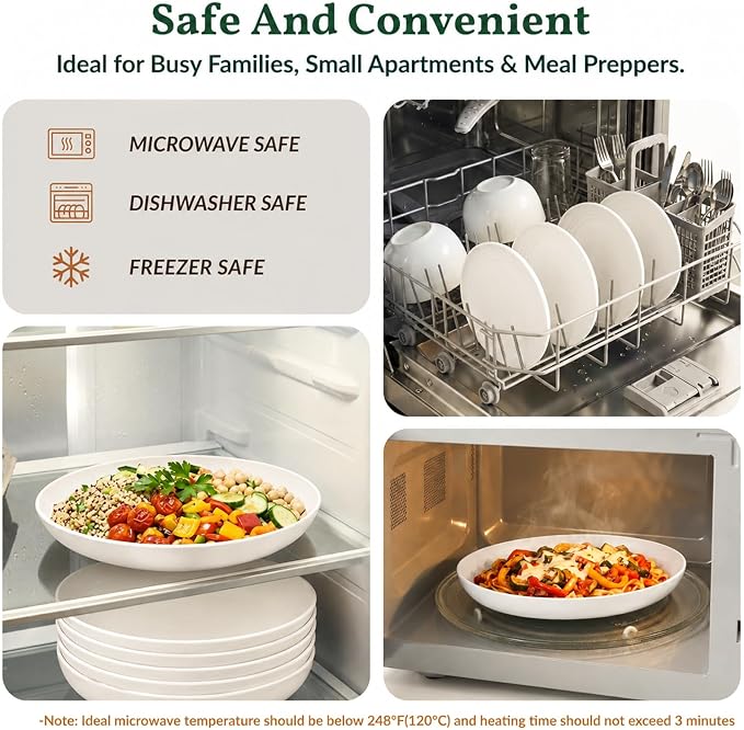 Wheat Straw Plates Set of 8 Unbreakable Microwave and Dishwasher Safe Plates - Image 6