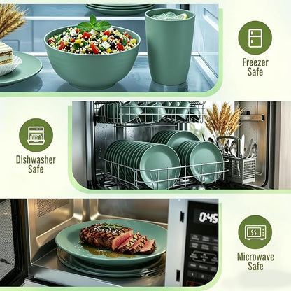 Wheat Straw Dinnerware Sets 40 PCS Unbreakable Dishes Set - Image 6