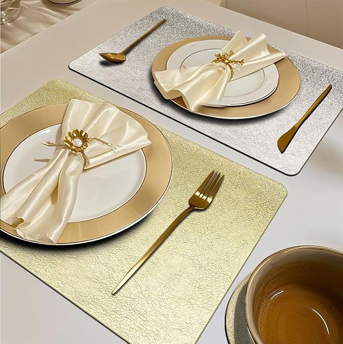 Semi-Gloss Placemats and Coasters Sets, Imitation Leather Effect Placemats Set - Image 2