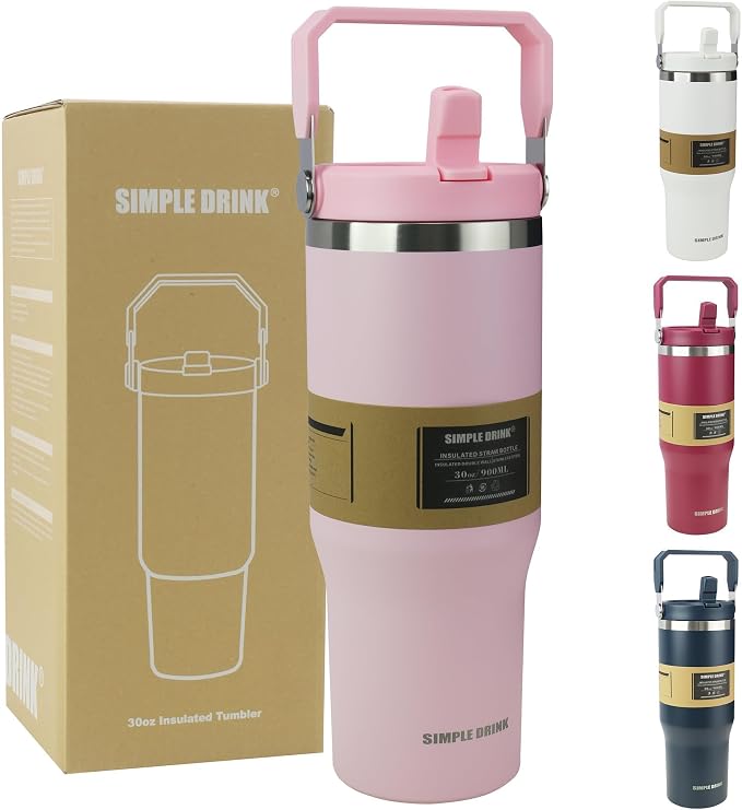 30oz Flip Straw Insulated Tumbler by SIMPLEDRINK