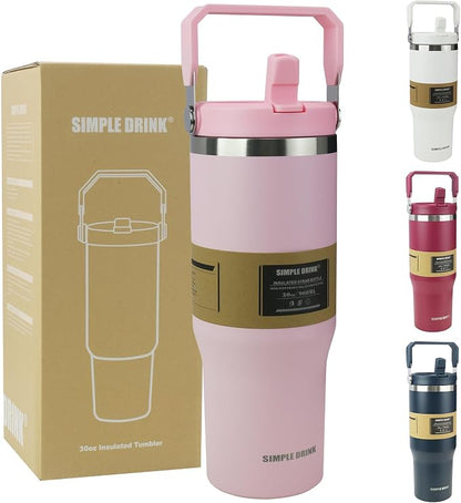 30oz Flip Straw Insulated Tumbler by SIMPLEDRINK